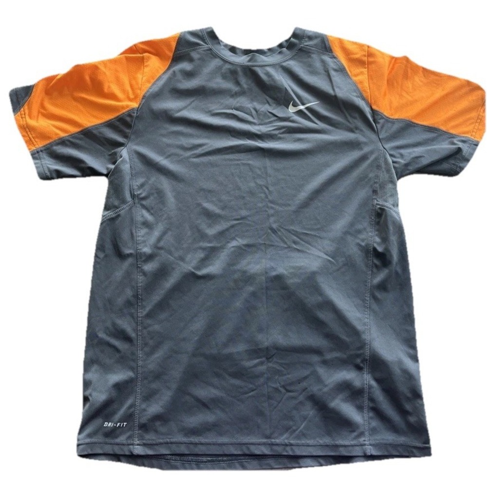 Nike Womens Dri Fit Sz X-Large XL Orange Black Short Sleeve‎ Active  T-Shirt